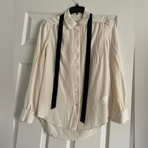 Kate spade cream blouse with black tie detail